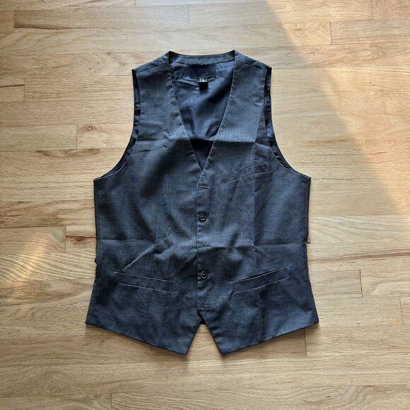 H&M Slim Fit Suit Vest Dark Grey Mens Size 38R Formal Wedding - Picture 1 of 8